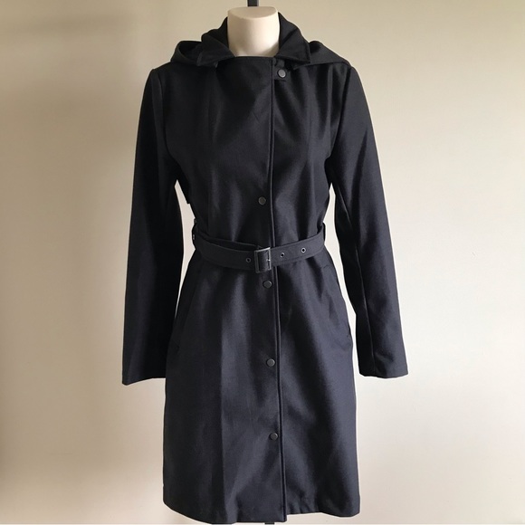 mia melon Jackets & Blazers - Mia Melon Waterproof Cotton Trench Coat Hooded Belted Charcoal Grey Size Small